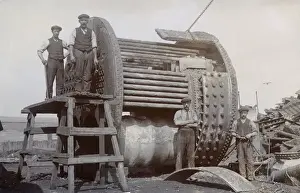 Morecambe Prints: Ship breakers of T W Ward Ltd, with old boiler