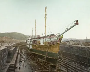 Yokosuka Prints: Ship in Dry Dock, Yokosuka