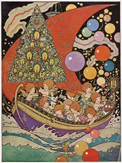 Candles Prints: A ship filled with angels or cupids