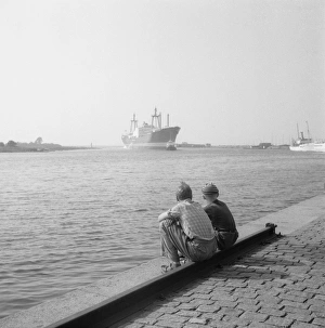1950s Childhood Gallery: Ship in harbour