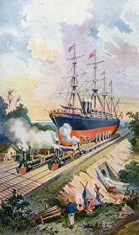 Panama Prints: Ship on Railway