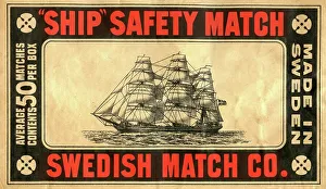 Fifty Prints: Ship Safety Matches - Matchbox top carton label