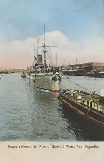 Tug Boat Prints: Ship taken out of the Port, Buenos Aires, Argentina