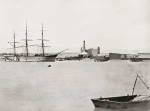 Ship tied up in the dock, harbour, Port Augusta, Western Australia