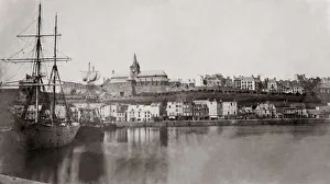 Ship tied up the the harbour, Granville, France, c. 1870