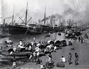 Calcutta Prints: Shipping on the Hooghly River, Calcutta, c. 1870s