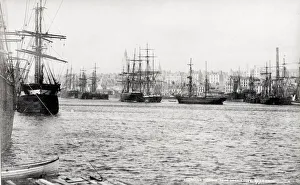 Nautical Prints: Ships in Aberdeen Harbour, from the dock gates, Scotland