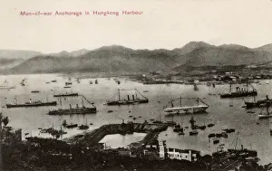 Anchor Prints: Ships at anchor in the harbour, Hong Kong, China