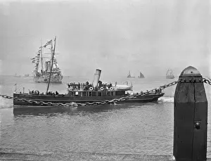 Ships, boats and a steamer on the sea