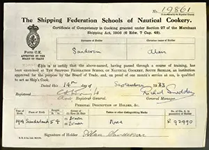Alan Prints: Ships Cook Certificate