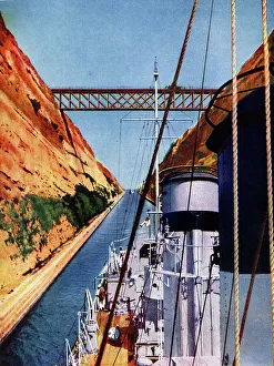 Corinth Prints: Ships in the Corinth Canal