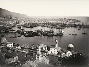 Ships in the harbour at Genoa, Italy