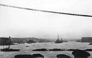 Ships in the harbour at Valletta, Malta, WW1