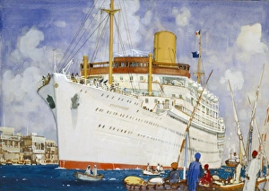 Ships in a Mediterranean Harbour, probably Algiers