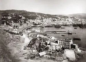Ships in the port, Genoa (Genova) Italy, c. 1880 s