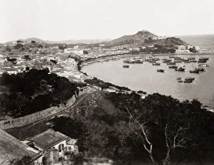 Macao Prints: Ships tied up, harbour, Macau Macao (China) c. 1890