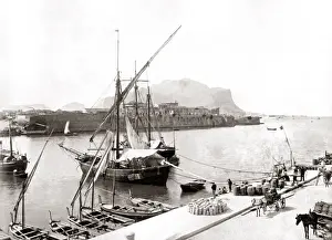 New Images May Prints: Ships of the waterfront, Palermo, Italy, circa 1880s. Date: circa 1880s
