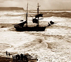 Shipwreck and lifeboat, Whitby, Victorian period