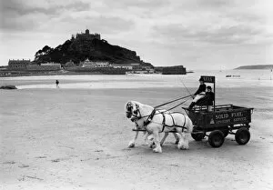 Images Dated 21st November 2016: Shire horses and cart on Marazion beach, Cornwall