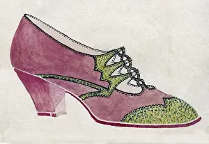 Heel Prints: Shoe design in maroon and green