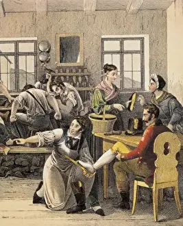 Shoemakers (1810). Engraving. FRANCE. Paris