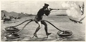 Shooting birds from floating cycle