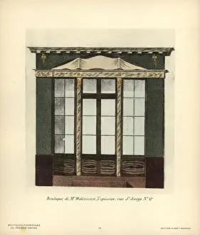 Shopfront of Malezieuxs wallpaper shop, Paris, circa 1800