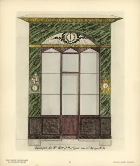 Shopfront Prints: Shopfront of Metrals clockmaker, Paris, circa 1800
