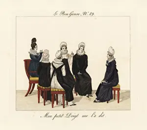 Mistress Prints: Shopgirls playing the game of a little bird told me