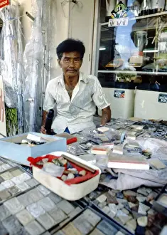 Wares Prints: Shopkeeper with his wares, Thailand