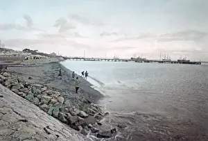 Bund Prints: The shore and bund at Kobe, Japan, circa 1880s