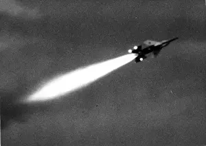 Short Seacat ship-to-air missile in flight