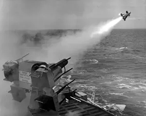 Short Seacat ship-to-air missile is launched
