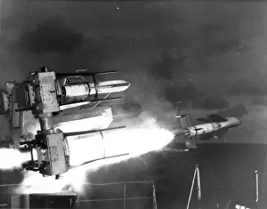 Launched Prints: Short Seacat ship-to-air missile is launched