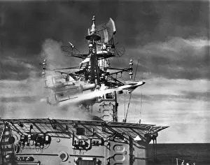 Short Seacat ship-to-air missile is launched
