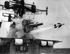 Short Seacat ship-to-air missile is launched