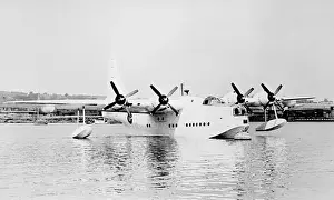 Moored Prints: Short Sunderland flying boat on water