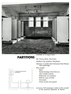 Images Dated 9th April 2019: Shower partitions at public baths, Moston, Manchester