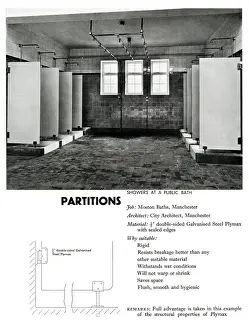 Shower partitions at public baths, Moston, Manchester