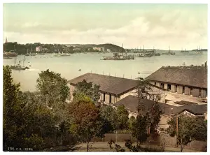 Kiel Prints: Showing war ships, the harbor, Kiel, Schleswig-Holstein, Ger