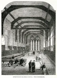 Grammar Prints: Shrewsbury Grammer School - schoolroom 1861