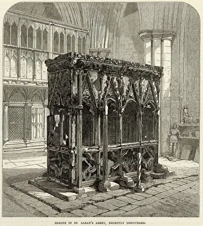 Albans Prints: Shrine in St Alban's Abbey. Date: 1873