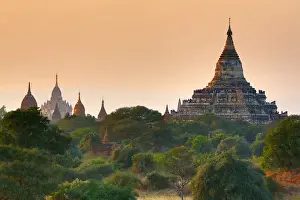 Mist Prints: Shwesandaw Pagoda at sunset, Plain of Bagan, Myanmar