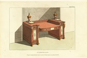 Sideboard Prints: Sideboard with cellaret drawers and cupboards in each pedestal