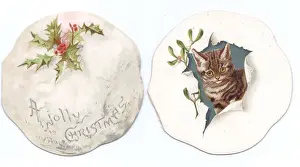 Snowball Prints: Two sides of a cutout Christmas card