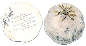 Two sides of a cutout Christmas card