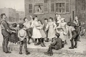 A sidewalk dance