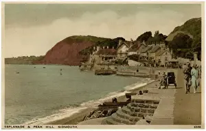 Esplanade Prints: Sidmouth, Devon - Esplanade and Peak Hill