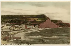 Sidmouth Prints: Sidmouth, Devon - The Esplande and Salcombe Hill