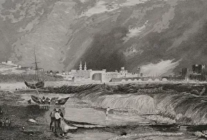 Aubert Prints: Sidon. Engraving by Aubert